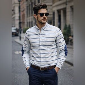 Brooks Brothers White and Blue Striped Shirt